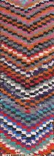Vintage Chevron Moroccan Oriental Runner Rug Wool Hand-knotted 3x9 Modern Carpet