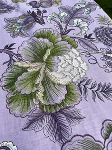 Manuel Canovas - Rare Floral Fabric - Embroidered Lilac/Green - 60cm x 139cm - Picture 1 of 5