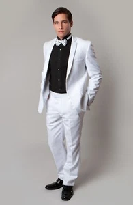 Classic Fit Men's Tuxedo Suit Formal Two Button Jacket & Pants Wedding Tux  - Picture 1 of 6