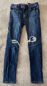 Abercrombie Kids Boys Slim Super Skinny Dark Distressed Ripped Jeans Size 11/12 - Picture 1 of 9