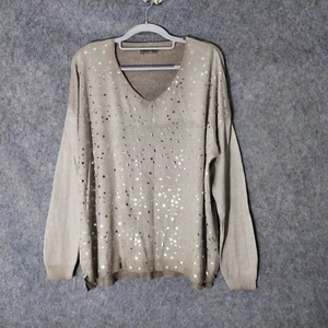 Tempo Paris Pullover S M Knit Soft Modal Star Metallic Novelty Tie Dye Slits - Picture 1 of 10
