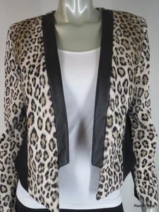 Milly Jacket Size 6 S NEW $495 Leopard Cropped Tan Black Faux Fur Leather Trim - Picture 1 of 11