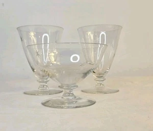 3 Vintage 1950s MCM Crystal Atomic Startburst Cocktail Glasses DAINTY & DELICATE - Picture 1 of 24