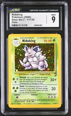 CGC 9 MINT Nidoking 2000 Base Set 2 11/130 Holo Pokemon Card - Image 1 of 2