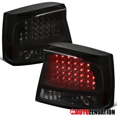 Fit 2005-2010 Dodge Charger Glossy Black Smoke LED Tail Lights Smoke Brake Lamps - Изображение 1 из 4
