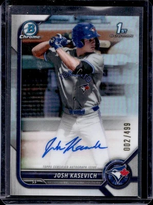 2022 Bowman Draft Josh Kasevich Chrome Auto Refractor 1st #2/499 - Image 1 of 2
