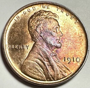 1910 LINCOLN WHEAT CENT PENNY CHOICE+ RB BU UNCIRCULATED FULL WHEAT LINES SHARP - Picture 1 of 2