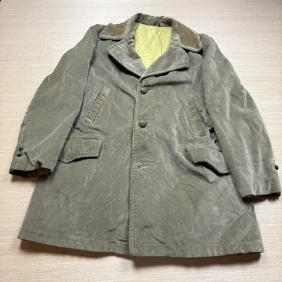 Vintage 60s Coat Corduroy Suede Norfolk Size Large Western Olive Flannel Lined - Image 1 of 4
