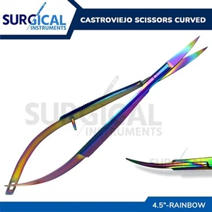 Rainbow Castroviejo Scissors 4.5" Curved Ophthalmic Instruments German Grade - Picture 1 of 8