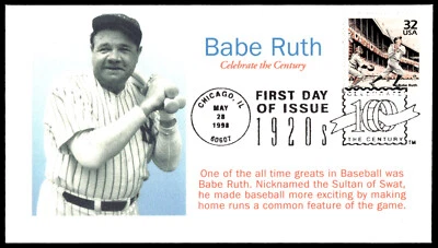 1998 Babe Ruth Celebrate the Century 1920's FDC- RKA Covers Cachet - Image 1 of 2