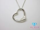 Tiffany  Co Elsa Peretti Open Heart Pendant Necklace Medium Silver 925 Silve