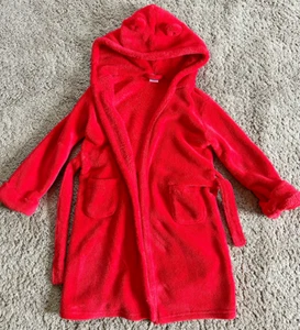 Baby Gap Super Soft Plush Fleece Red Robe Hood Teddy Bear Ears Size 5 Years - Picture 1 of 10