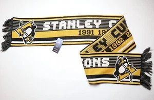 BNWT PITTSBURGH PENGUINS 2017 STANLEY CUP CHAMPIONS NHL SCARF ADIDAS NEW ADULT - Picture 1 of 6