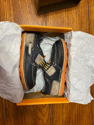Stride Rite Medallion Collection MC Dane Navy grey orange leather shoes 9 Wide - Image 1 of 4