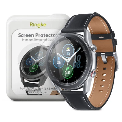 For Samsung Galaxy Watch 3 45mm Screen Protector Ringke ID Tempered Glass 4 Pack - Image 1 of 4