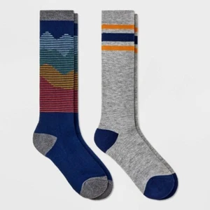 Kids' 2pk Outdoor Over the Calf Knee High Socks All in Motion™ Navy Blue M - Picture 1 of 1