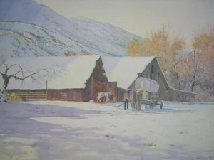 David Halbach Headin' Out Western Barn Wagon Signed Art Print - Picture 1 of 1