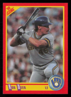 1990 Score Rob Deer #390 Milwaukee Brewers Baseball Card - Image 1 of 2