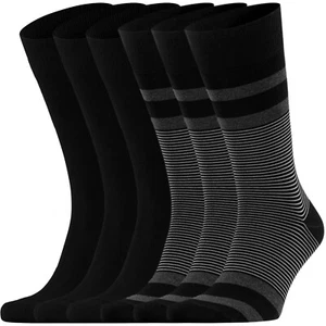 Dafi soft 6 Pairs Mens Cotton Striped Socks, Size M L XL Made in Turkey - Picture 1 of 10