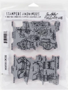 Inventor 6 Tim Holtz Cling Stamps - Stampers Anonymous - Christmas Blueprints - Picture 1 of 1