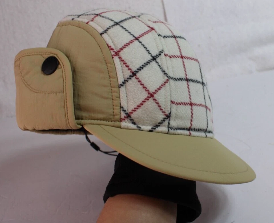 165 美元 Rag & Bone Puffer 飞行员帽格子羊毛象牙色多种尺寸 S/M 新帽子 — 第 1/4 张图片
