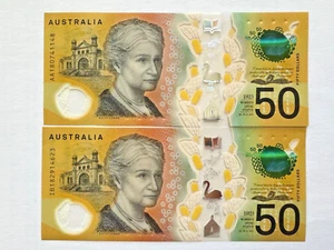 Australian 2018 First and Last Prefix AA18 IB18 Generation Fifty 50 Dollar Notes - Picture 1 of 6
