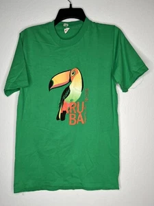 Vintage 90s Aruba T Shirt Graphic Tuscan Green Single Stitch NWOT Small - Picture 1 of 4