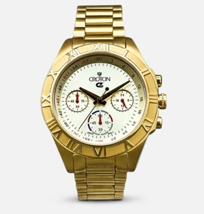 CROTON LUMINA UNISEX GOLDTONE CHRONOGRAPH WITH TAPERING BRACELET - Picture 1 of 3