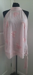 **** VINTAGE ETAM PINK BUTTERFLY PATTERN TOP, UK 16 **** - Picture 1 of 3