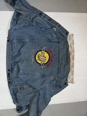 复古 90 年代硬石牛仔夹克 | St. Thomas | 中号带一种可见污渍 — 第 1/4 张图片