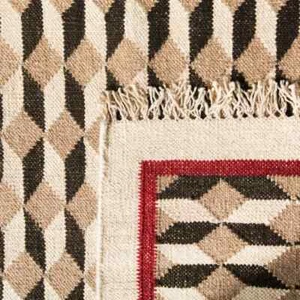 Wool Area Boho Rug Vintage Kilim Modern Carpet Taupe Cream Southwest Living Room - Picture 1 of 7