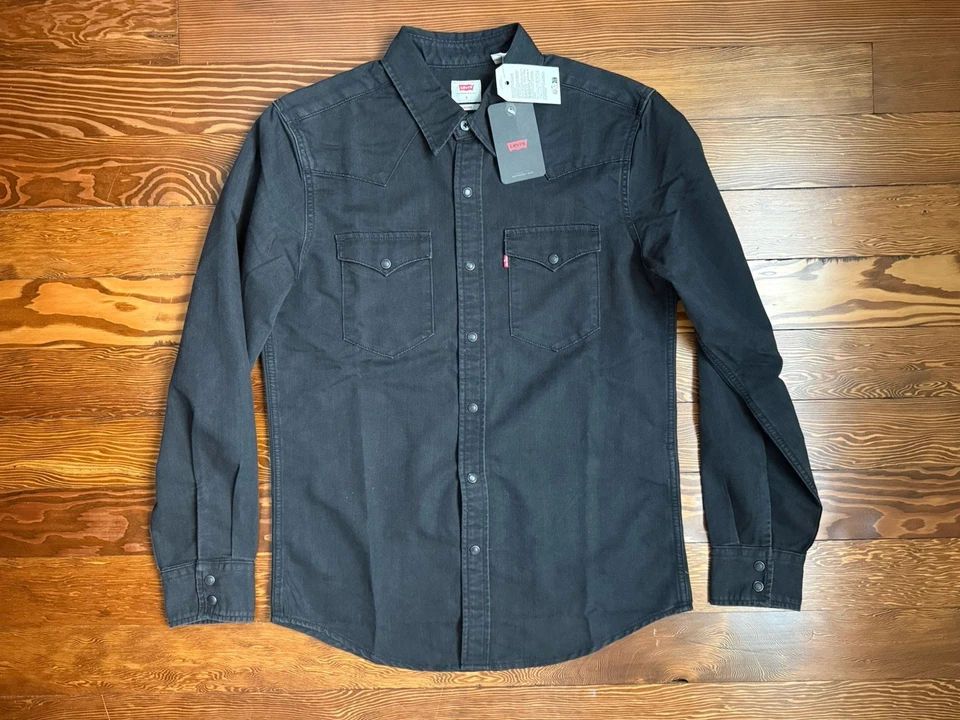 Levi’s Denim Shirt Mens Black Pearl Button Snap Long Sleeve The Western Sz S
