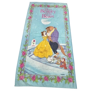 Disney Beauty and the Beast Vintage Beach Towel Roses Trim Cotton 90s Classic - Picture 1 of 6