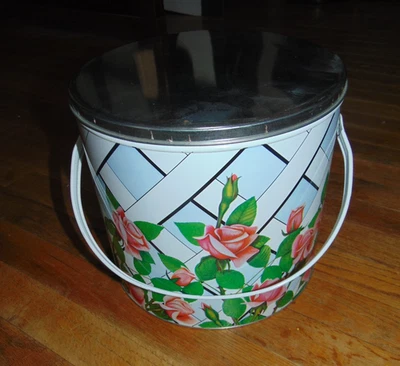 Contenedor de hojalata Artex vintage con mango tubo soporte de pintura carrito floral nuevo en stock Foto 1 de 3