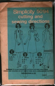 5094 Vintage Simplicity Sewing Pattern Misses Day Dress CUT 1970s 14 Casual OOP - Picture 1 of 1
