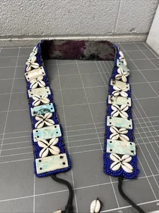 VINTAGE ORIGINAL 1960s HIPPY SEA SHELL BEADED BELT 1970s FASHION SURF SURFING - Picture 1 of 10
