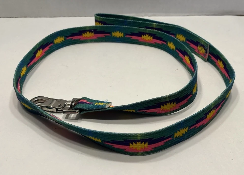 "Correa para perro Tuff Lock verde rosa amarillo púrpura estampado azteca 46"" de largo" Foto 1 de 4