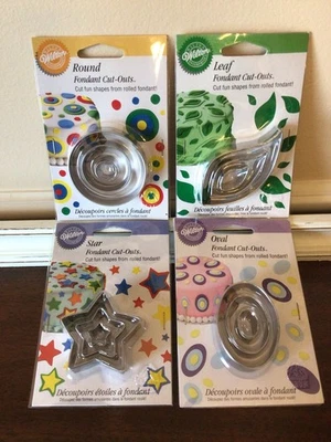 4 NIP Wilton Fondant or Polymer Clay Cut-Outs Round~Leaf~Star~Oval - Image 1 of 2