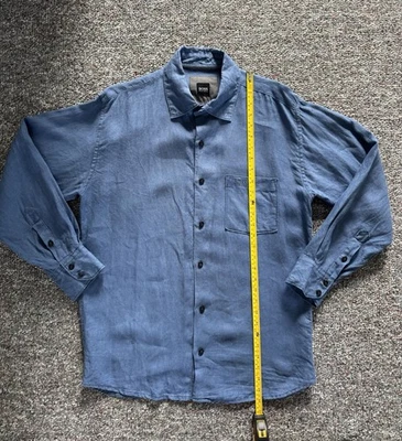 Hugo boss Linen Blue Button Down Shirt Long Sleeves Polo Size XL Men - Image 1 of 4