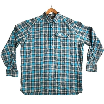 Under Armour Shirt Mens 2XL Blue Gray Plaid HeatGear Long Sleeve Outdoor Hiking - Image 1 of 4