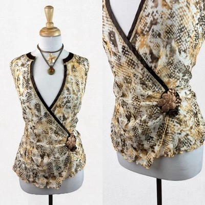 Top cruzado de malla con estampado de reptiles floral transparente hada grunge boho Y2K verano grande Foto 1 de 4