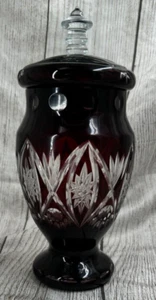 Antique Bohemian Ruby Cut To Clear Apothecary Jar = - Picture 1 of 9