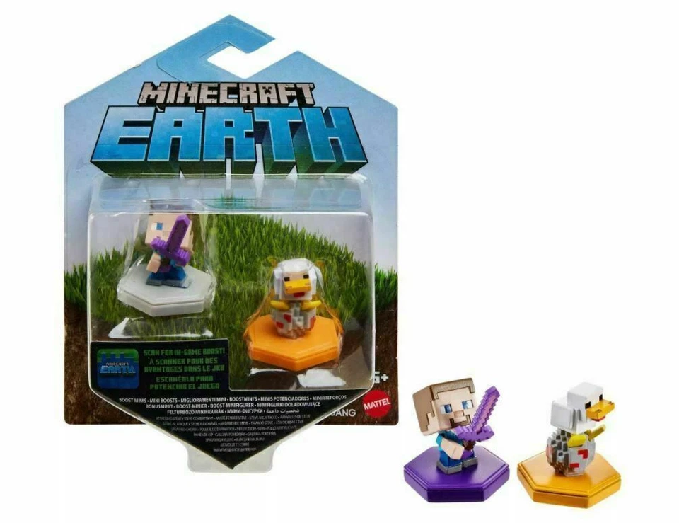 Minecraft Steve Mini Figure Purple Sword Mattel 2019 Hex Base GKT42 Figurine Toy