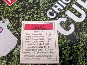 Chicago Cubs Monopoly Collectors Series Replacement Parts Cards, Tokens & More - Picture 1 of 141