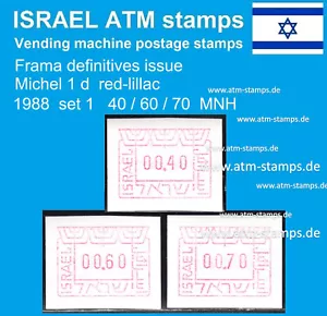1988 Israel ATM stamps / Michel 1 / set 1 / 40/60/70 MNH / Frama Klussendorf CVP - Picture 1 of 1