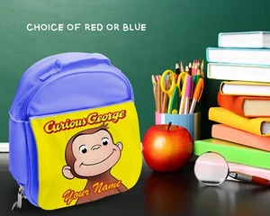 Curious George Lunch Bag Kids Personalised School Lunch Box Name Printed - Picture 1 of 3