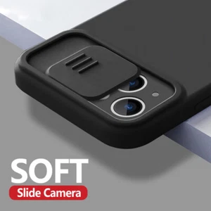 For iPhone 16 15 14 13 12 Pro Max 11 Slide Camera Protection Silicone Case Cover - Picture 1 of 20