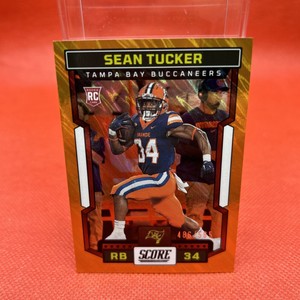 2023 Panini Score Sean Tucker Orange Lava Parallel RC 486/565 - Buccaneers