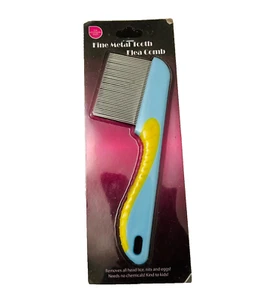 Metall Kopf Läuse Kamm fein lange Zähne Haustier Hund Katze Floh Haare Kinder Nissen Ei Entfernung - Bild 1 von 2