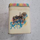 Vintage Princeton Industries Corp. Decorative Tin Canister W Lid Horse Carousel